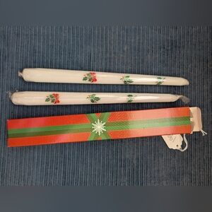 Avon Christmas Stencil Taper Candles - Red and Green